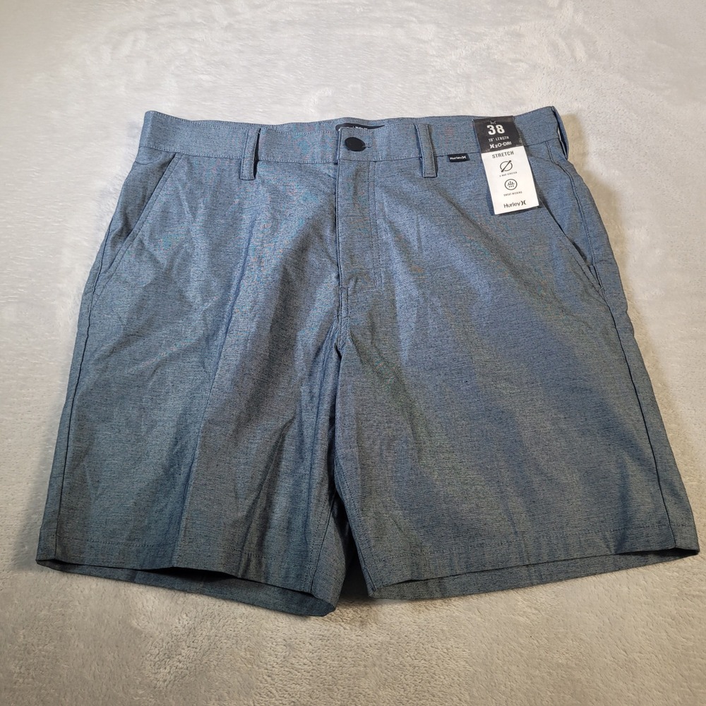 Hurley H2O-Dri Shorts Men 38 Blue Stretch Sweat-Wicking Chino Walk‎